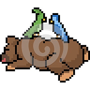 Vector pixel art animals friend