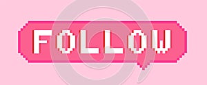 Vector pixel art 8bit follow sticker