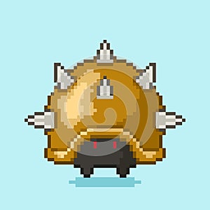 Vector pixel art  8 bit game scene with cartoon armadillo or hedgehog. Pixelart jumping armadillo or hedgehog for game. photo