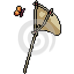 Vector pixel art butterfly catch