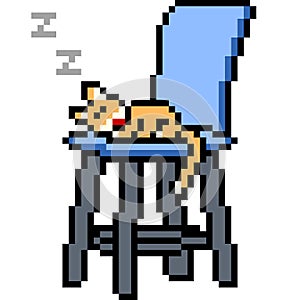 Vector pixel art cat on chair