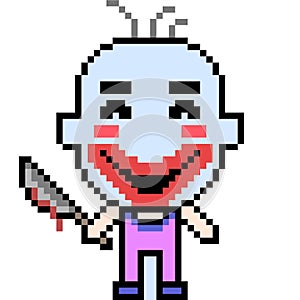 Vector pixel art clown thriller