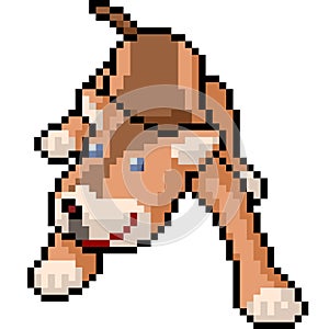 Vector pixel art dog play