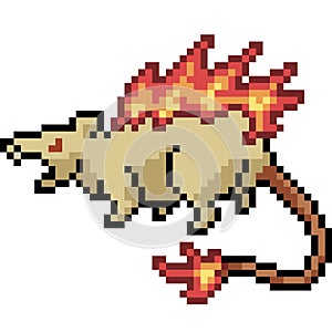Vector pixel art fire rat