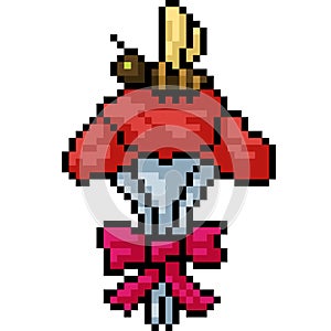 Vector pixel art flower bee