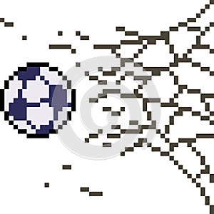 Vector pixel art football destroy goal