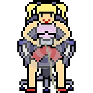 Vector pixel art gamer girl photo