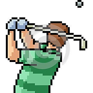 Vector pixel art golf swing