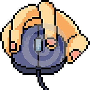 Vector pixel art hand mouse click