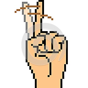 Vector pixel art hand sign tsk tsk