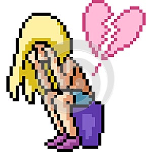 Vector pixel art heart break