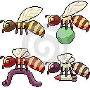 Vector pixel art hornet