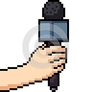 Vector pixel art interview microphone