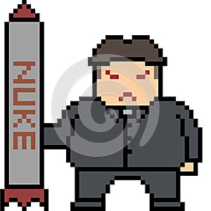 Vector pixel art man hold nuke