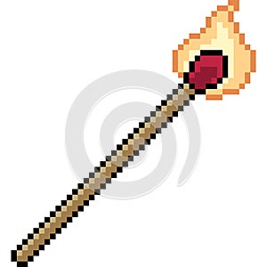 Vector pixel art match fire