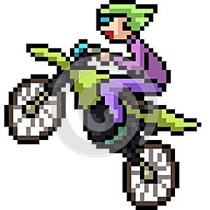 Vector pixel art motorcycle ride