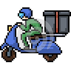 Vector pixel art motorcycle transport