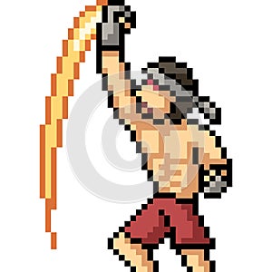 Vector pixel art muay thai uppercut photo