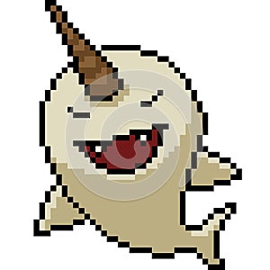 Vector pixel art narwhale