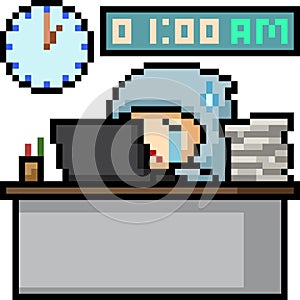 Vector pixel art overtime work