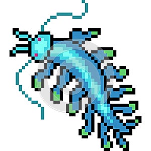 Vector pixel art plankton deep sea