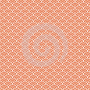 Vector pixel art red or orange seamless pattern of minimalistic geometric scaly hexagon pattern in japanese style