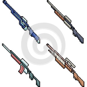 Vector pixel art rifle gun