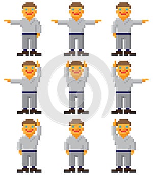 Vector pixel art - set of gesticulating people photo