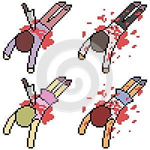 Vector pixel art set murder