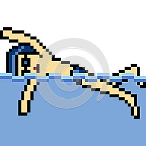 Vector pixel art swim sport