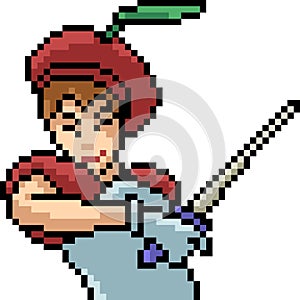 Vector pixel art swordman