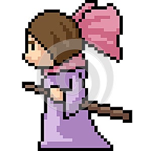 Vector pixel art swordman kid