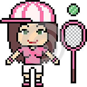 Vector pixel art tennis girl