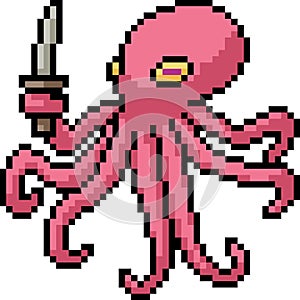 Vector pixel art thug octopus
