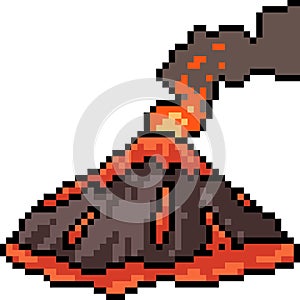 Vector pixel art volcano