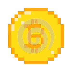 Vector pixel bitcoin icon