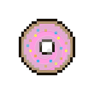 Vector pixel donut sticker photo