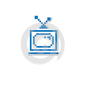 Vector pixel icon isolated, 8bit graphic element. Simplistic TV