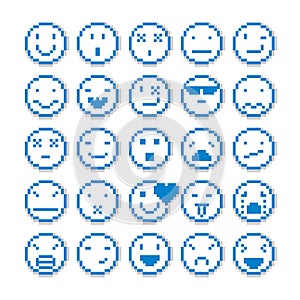 Vector pixel icons , collection of 8bit graphic elements