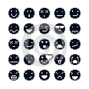 Vector pixel icons , collection of 8bit graphic elements