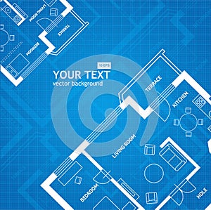 Vector plan blue print. Architectural background