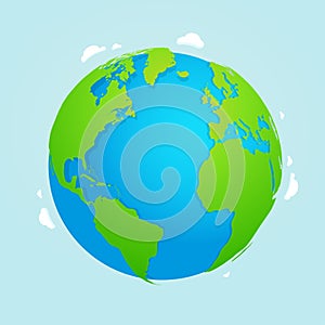 Vector planet Earth icon. Flat design vector illustration