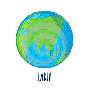 Vector Planet Earth icon in flat style isolated on white background