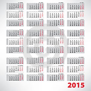 Vector planning quarterly calendar 2015