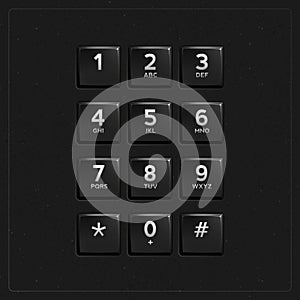 Vector Plastic Keypad. Phone keypad buttons template
