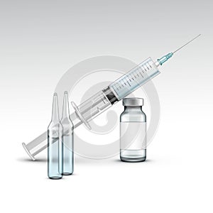 Vector Plastic Medical Syringe on White