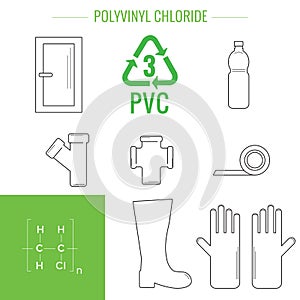 Vector plastic recyclable items.