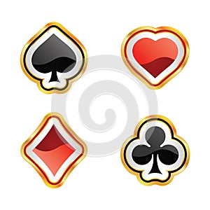 Vector play cards diamonds, clubs, hearts, and spades symbol. Casino playing cards symbol concept background