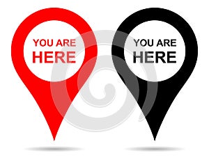 Vector pointer map pin navigation. you are here sign photo