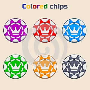 Vector Poker Chips in Colors